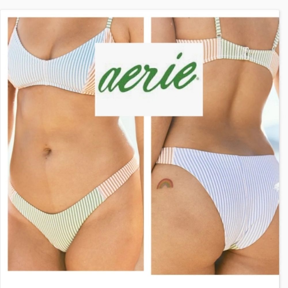 Aerie Super High Cut Textured Bikini Bottom